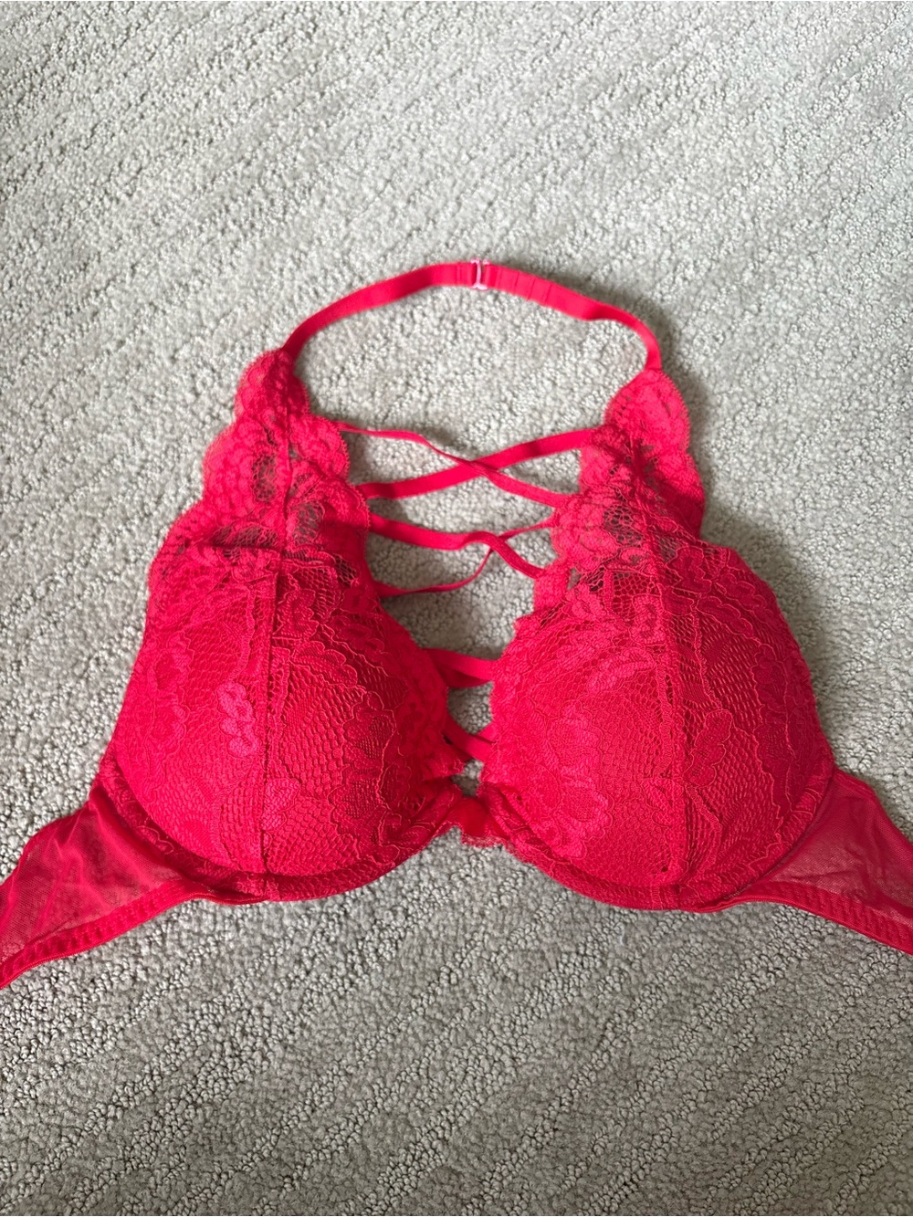 La SENZA Red Lace Strappy Push-Up Bra
